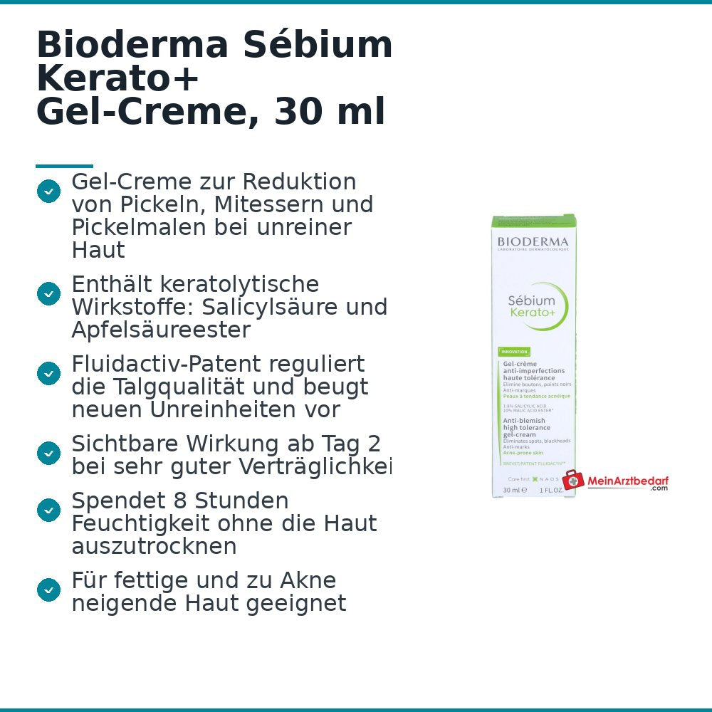 Bioderma Sébium Kerato+ Gel-Creme, 30 ml.