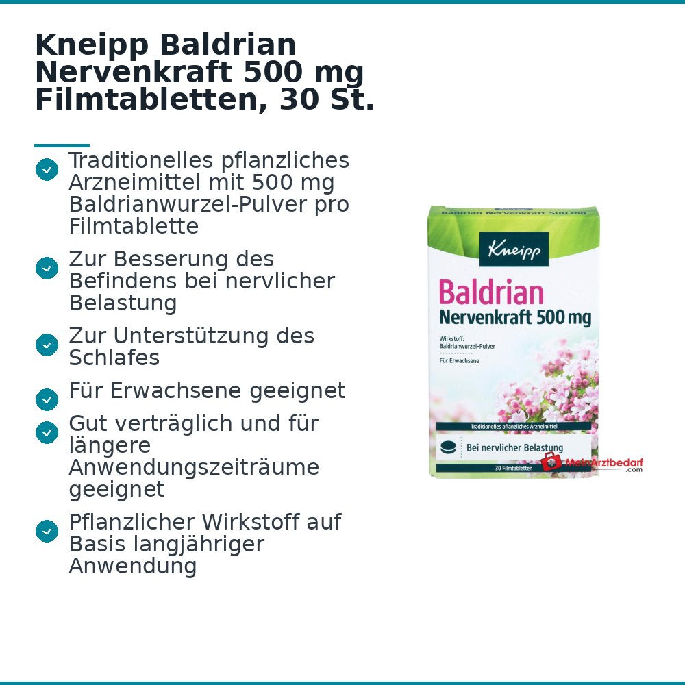 Kneipp Baldrian Nervenkraft 500 mg Filmtabletten, 30 St..