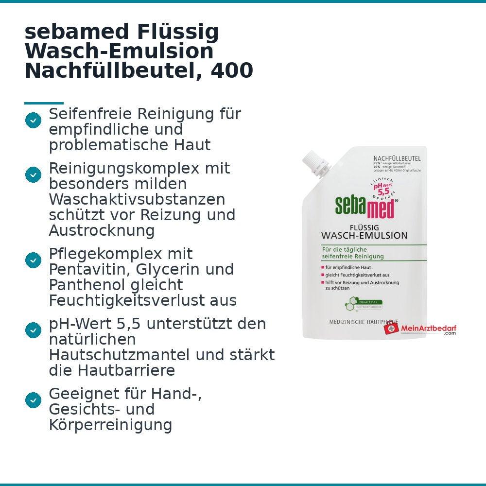 sebamed Flüssig Wasch-Emulsion Nachfüllbeutel, 400 ml.