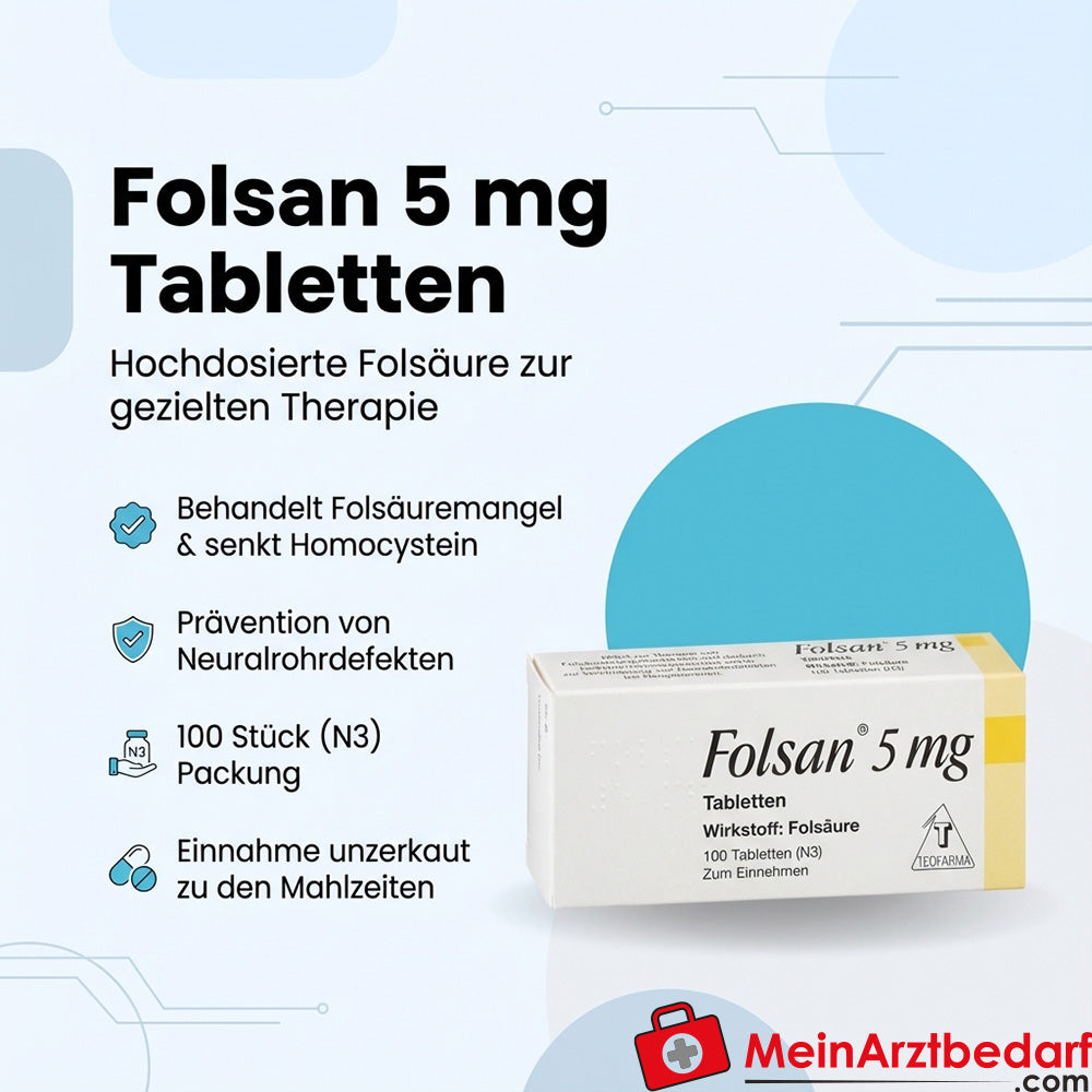 Folsan Folsäure 5 mg Tabletten 100 Stück