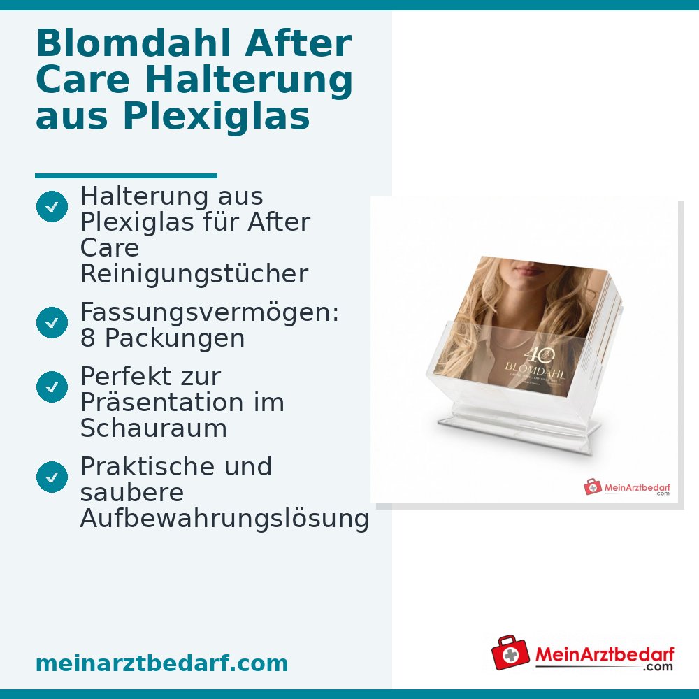 Blomdahl Halterung für Nachsorge-Reinigungstücher, Plexiglas, für 8 Packungen.