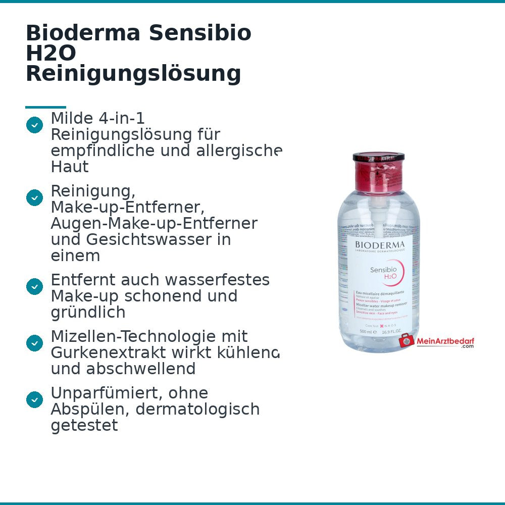 Bioderma Sensibio H2O Reinigungslösung Pump, 500 ml.