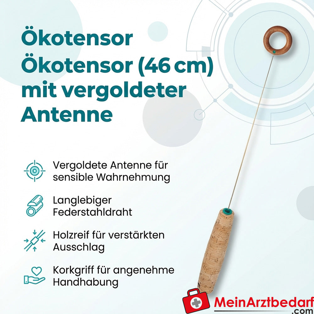 Ecotensor 46 cm with gold-plated antenna, cork handle, spring steel wire, in quiver