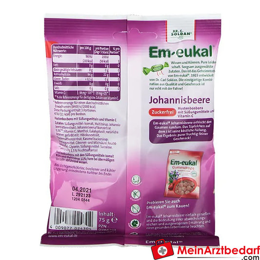 Em-eukal® Johannisbeere gefüllt zuckerfrei, 75g.