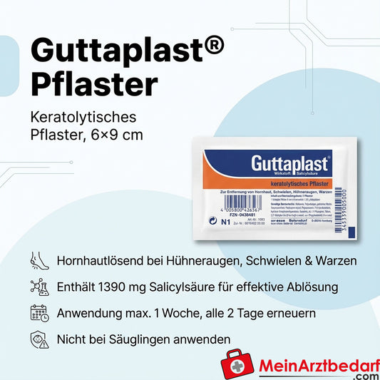 Guttaplast pansement 6 x 9 cm acide salicylique 1390 mg 1 pièce
