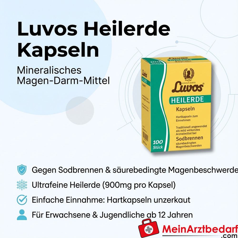 Luvos argilla curativa ultrafine 900 mg capsule rigide contro il bruciore di stomaco