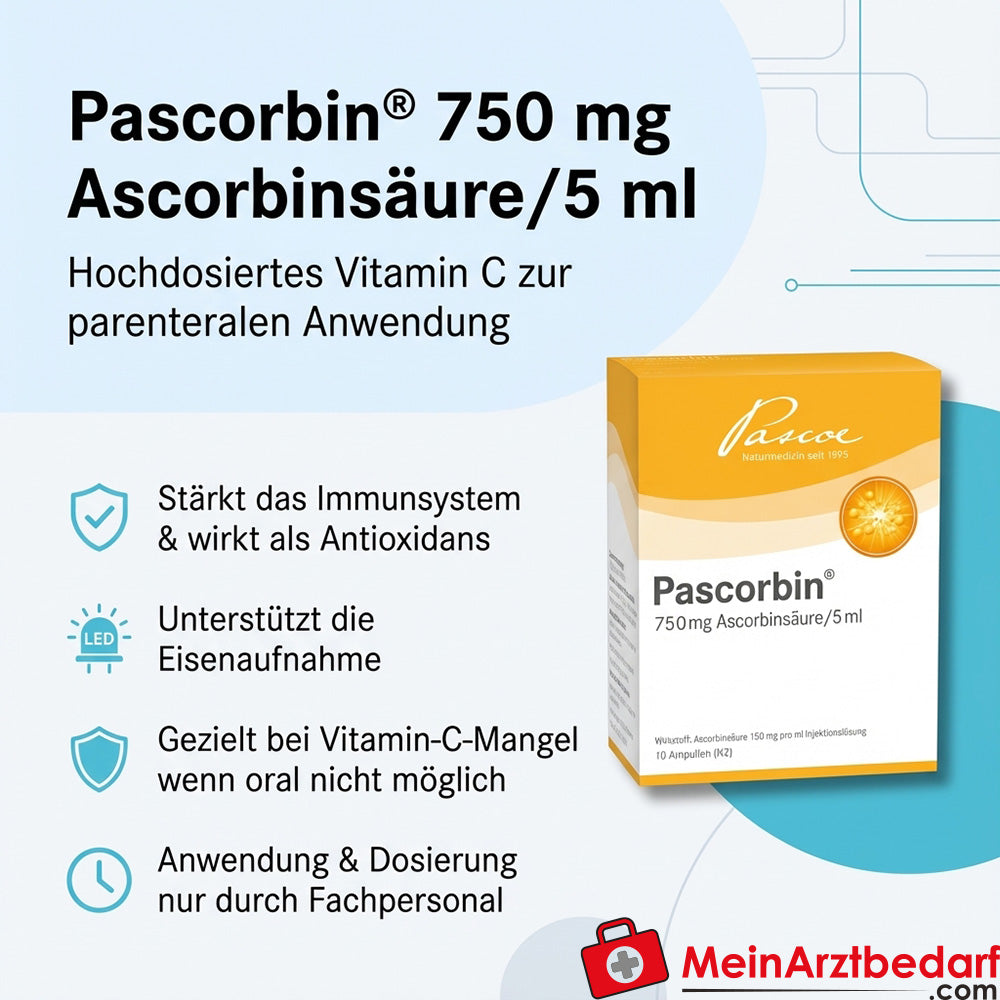 Ácido ascórbico pascórbico 750 mg/5 ml solución inyectable 5 ml ampolla