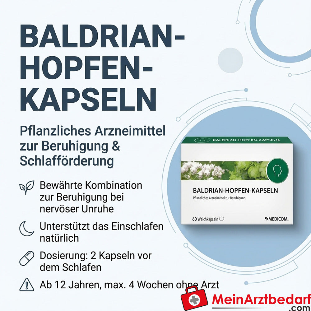Baldrian‑Hopfen Kapseln (Baldrian & Hopfen) pflanzliches Arzneimittel