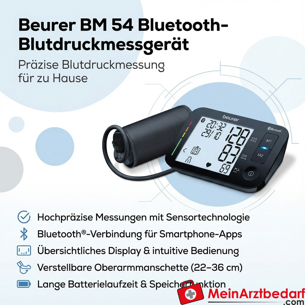 Beurer BM 54 Bluetooth-Oberarm-Blutdruckmessgerät mit Speicherfunktion