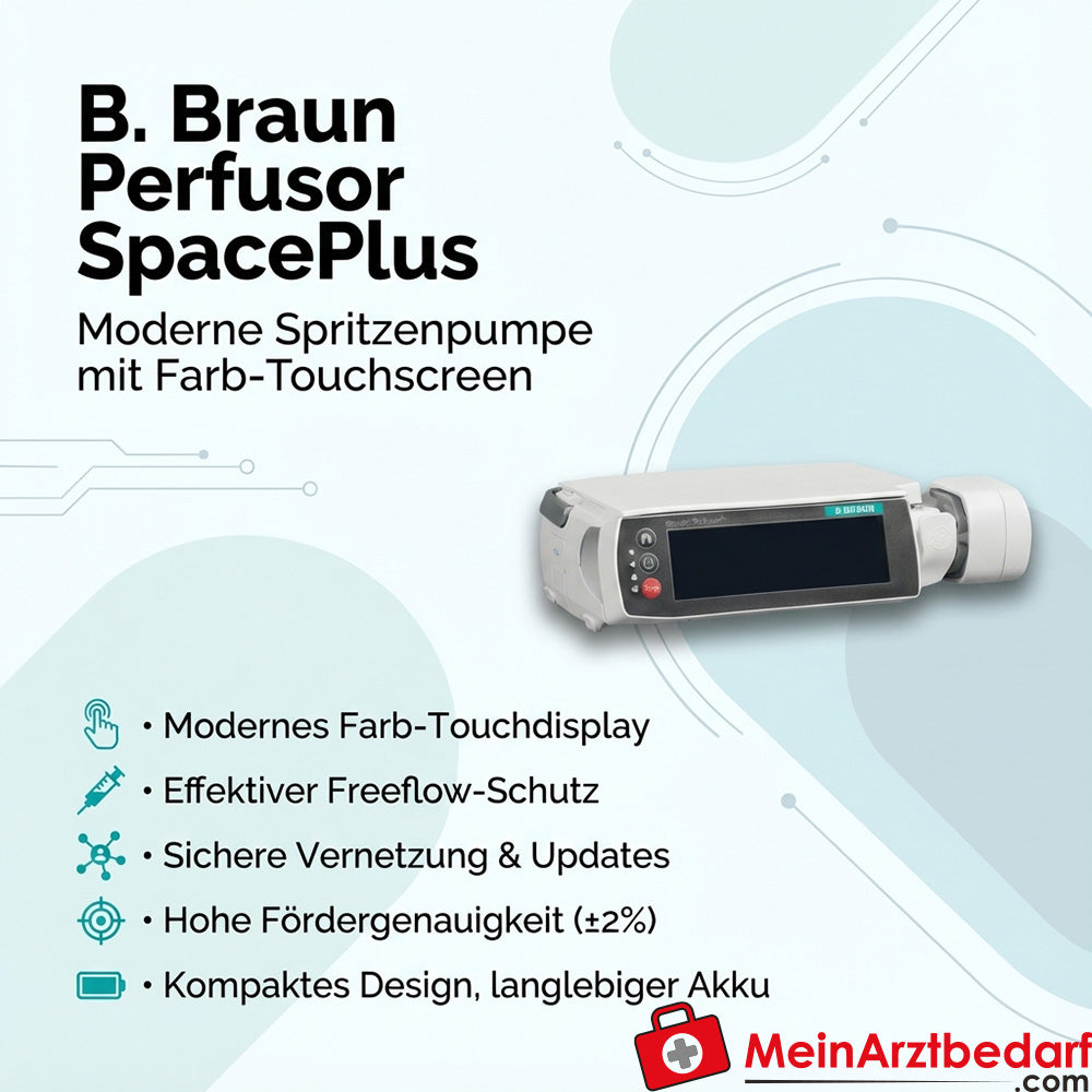 B. Braun Perfusor SpacePlus pompa a siringa con touchscreen a colori, IP44, batteria ricaricabile