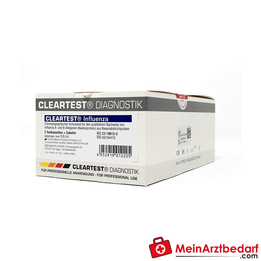 Cleartest Influenza A+B Antigen-Schnelltest, 5 Tests.