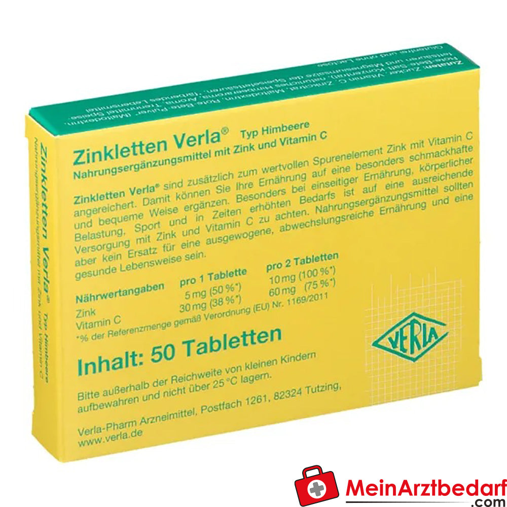 Zinkletten Verla® Himbeere Lutschtabletten, 50 St..