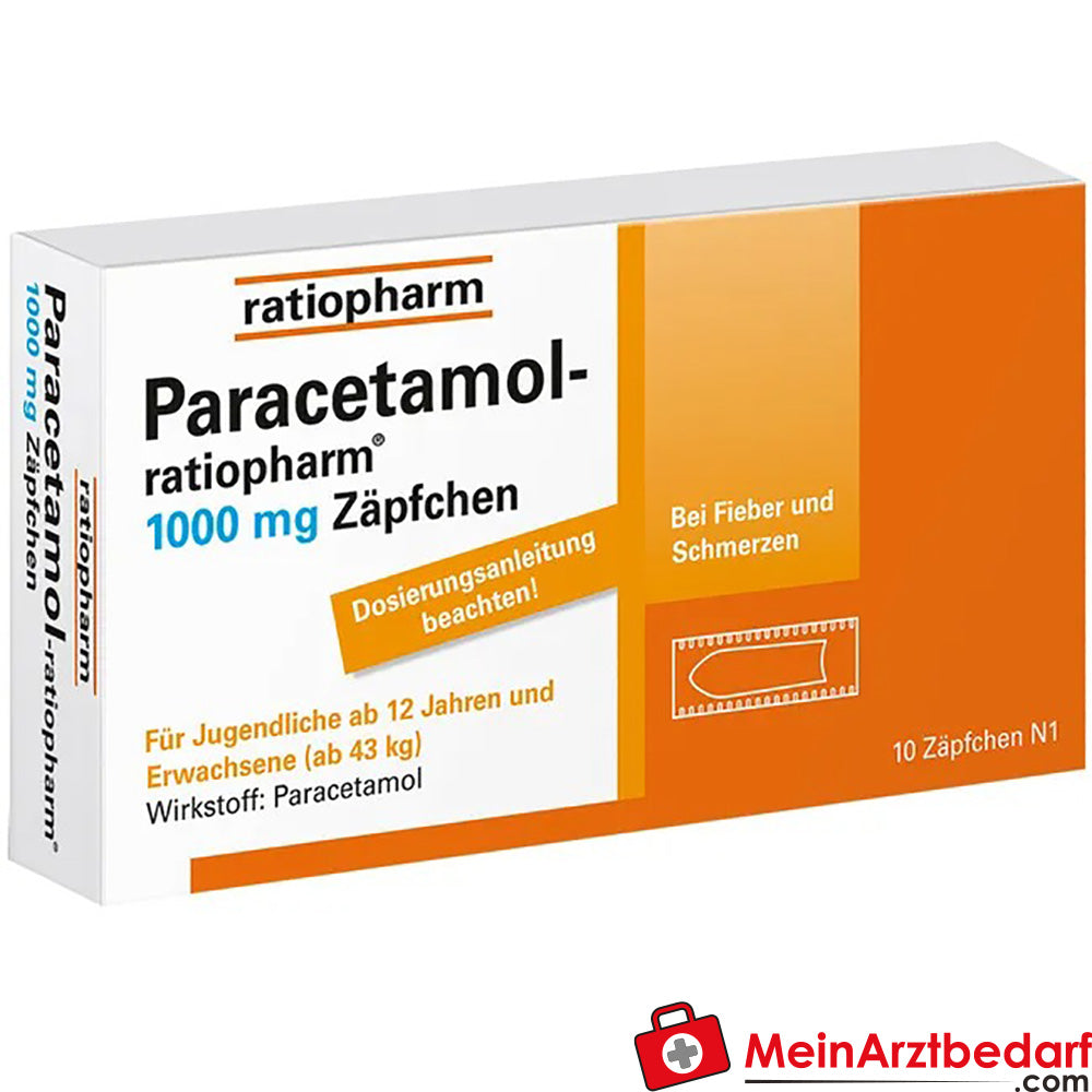 Paracetamol-ratiopharm® 1000 mg Zäpfchen.