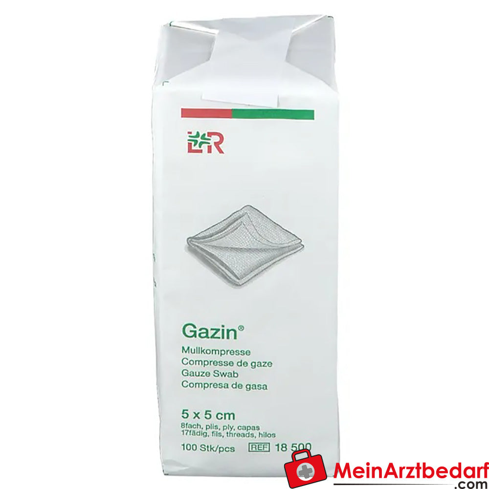 Gazin® Mullkompresse 5 cm x 5 cm unsteril 8 lagig, 100 St..