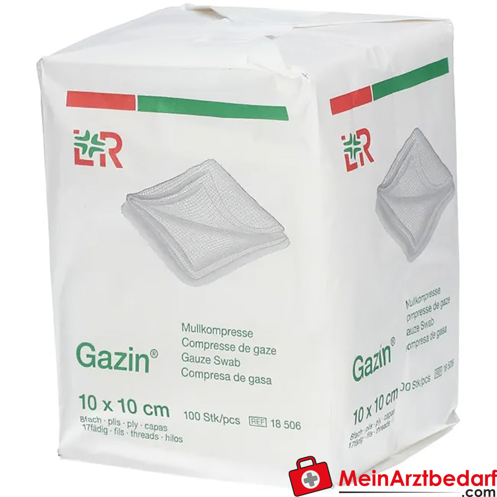 Gazin® Mullkompresse 10 cm x 10 cm unsteril 8 lagig, 100 St..