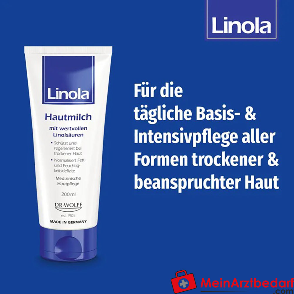 Linola Hautmilch - Körperlotion für sehr trockene Haut, 200ml.