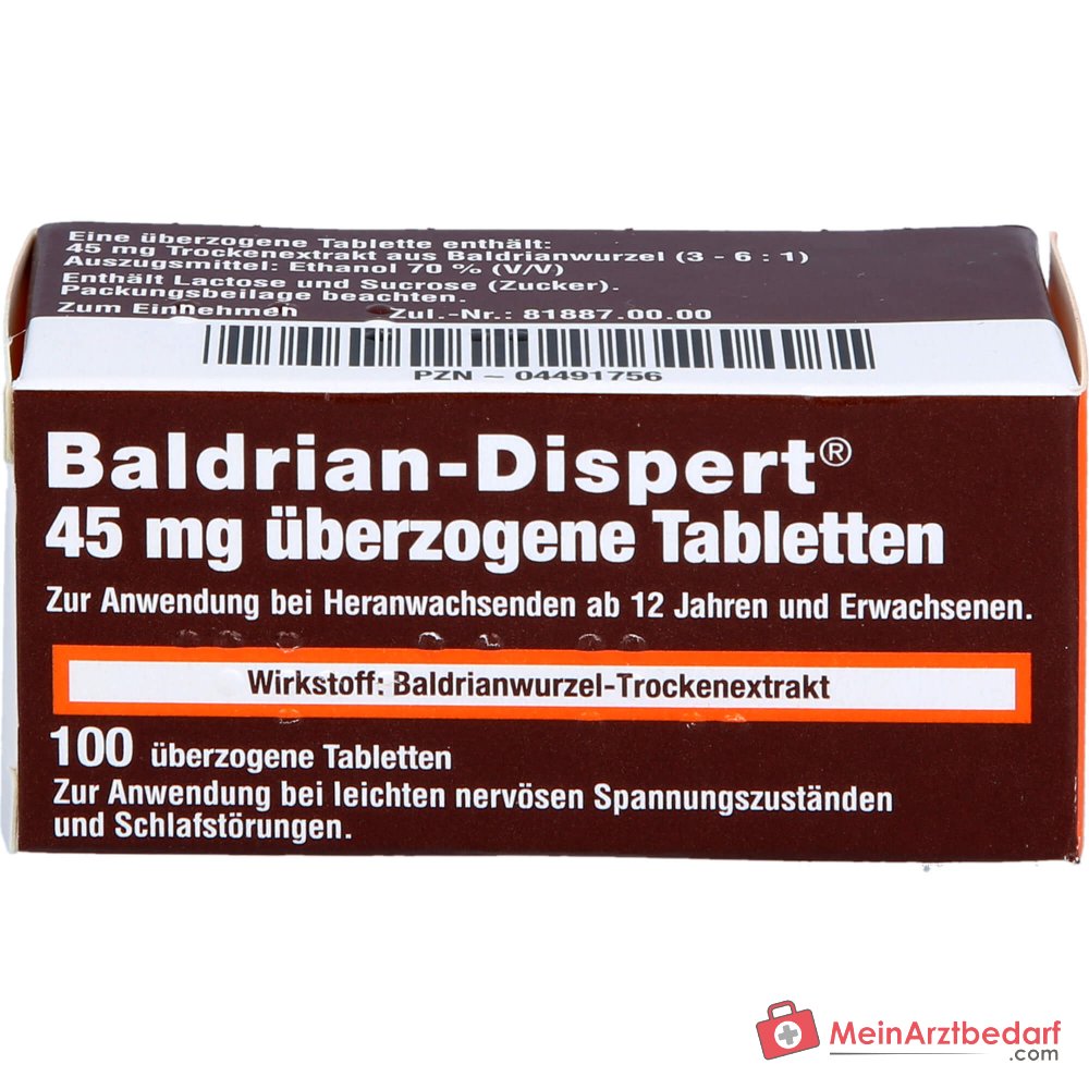 Baldrian Dispert 45 mg überzogene Tabletten, 100 Stk.