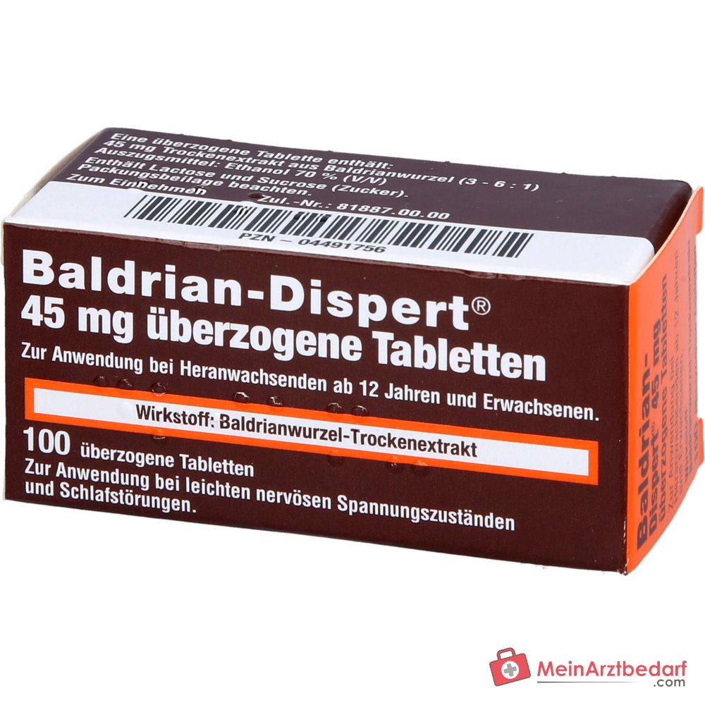 Baldrian Dispert 45 mg omhulde tabletten, 100 stuks.