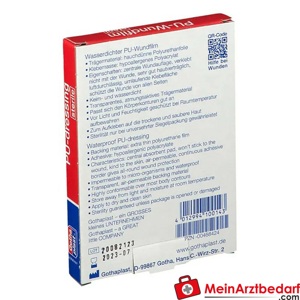 Gota-POR PU-Wundfilm steril 7,2 cm x 5 cm, 5 St..