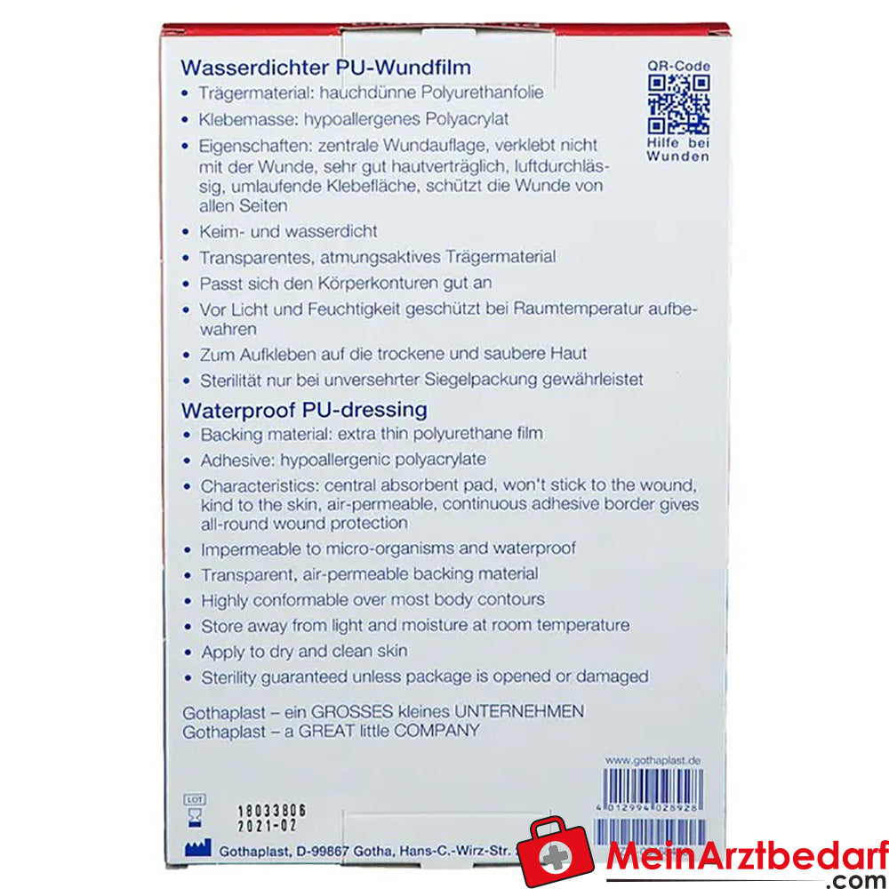 GoTa-POR PU-Wundfilm steril 15 cm x 10 cm, 5 St..