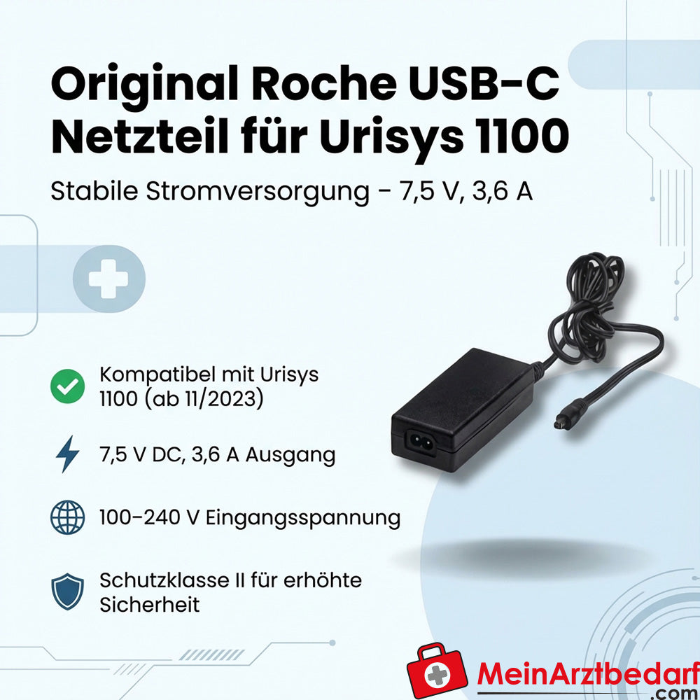 Roche USB-C Netzteil Urisys 1100 7,5 V 3,6 A Netzgerät für Modelle ab 11/2023