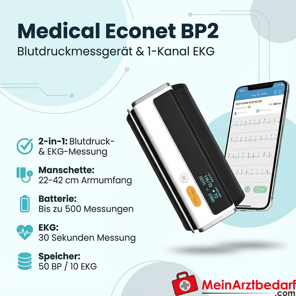 BP2 blood pressure monitor with integrated 1-channel ECG