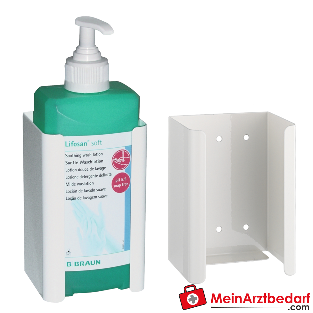 B. Braun Edelstahl-Wandhalterung für 500-ml-Desinfektionsflaschen.