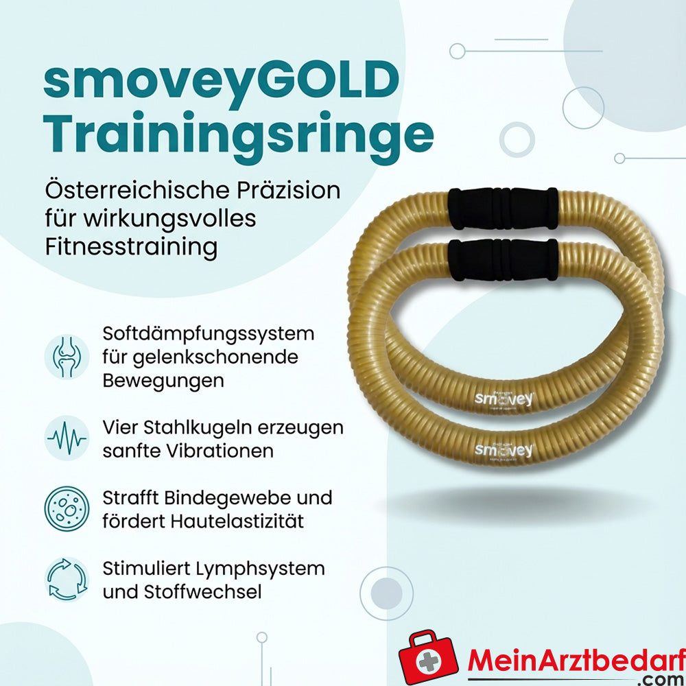 smoveyGOLD Edition Classic Trainingsringe Paar, 4 Stahlkugeln, Moosgummigriff, je 0,5 kg