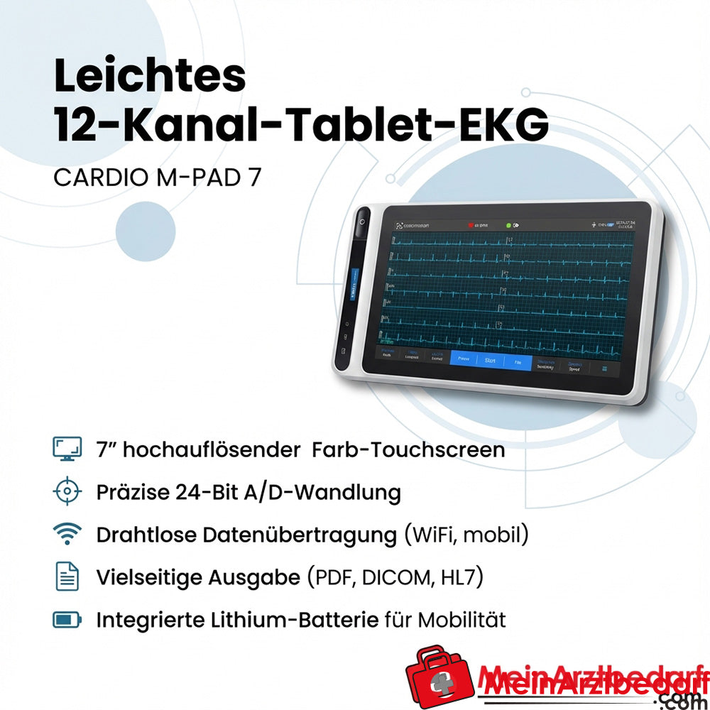 medical ECONET CARDIO M-PAD 7 Tableta, ECG de 12 derivaciones, pantalla táctil de 7 pulgadas