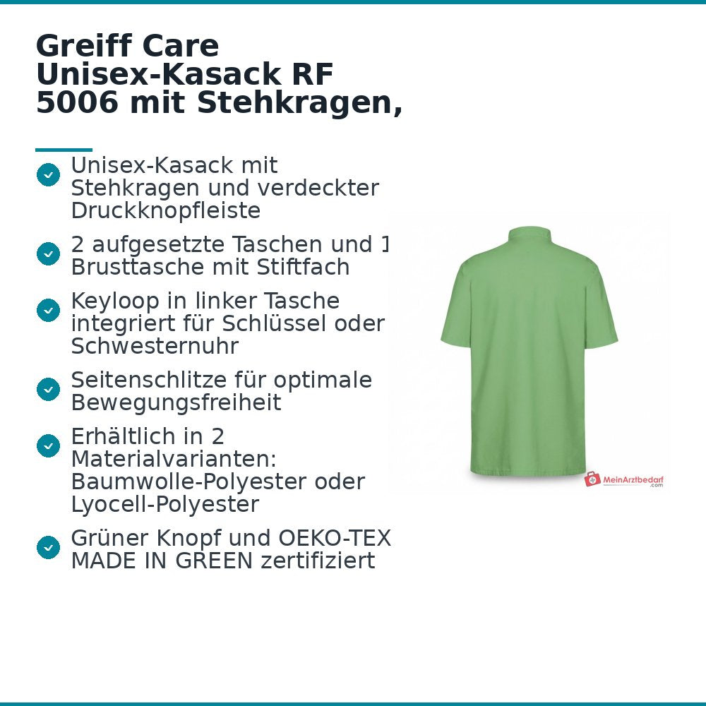 GREIFF Care unisex-kasak RF 5006 met opstaande kraag, korte mouw