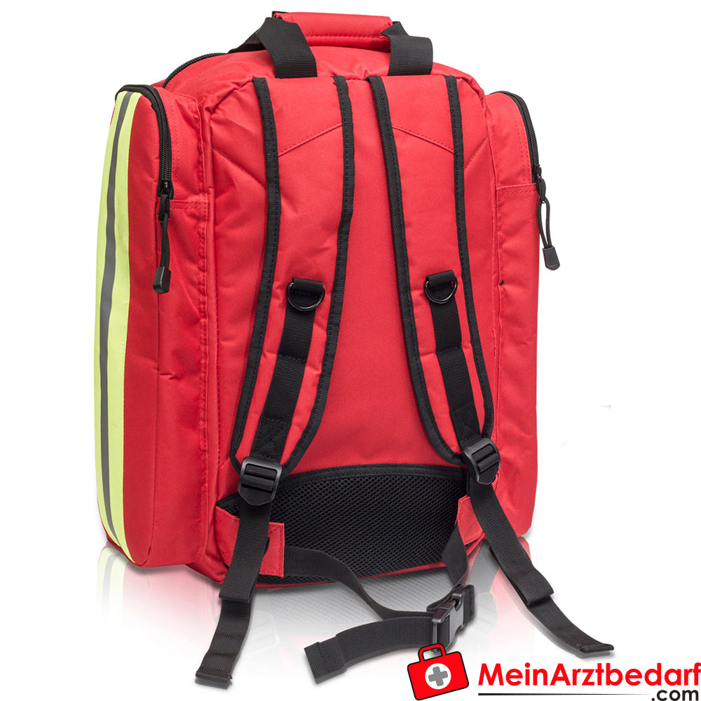 Elite Bags SUPPORTER EHBO-rugzak 29 L met gewatteerd AED-compartiment, waterafstotend, ademend draagsysteem, rood