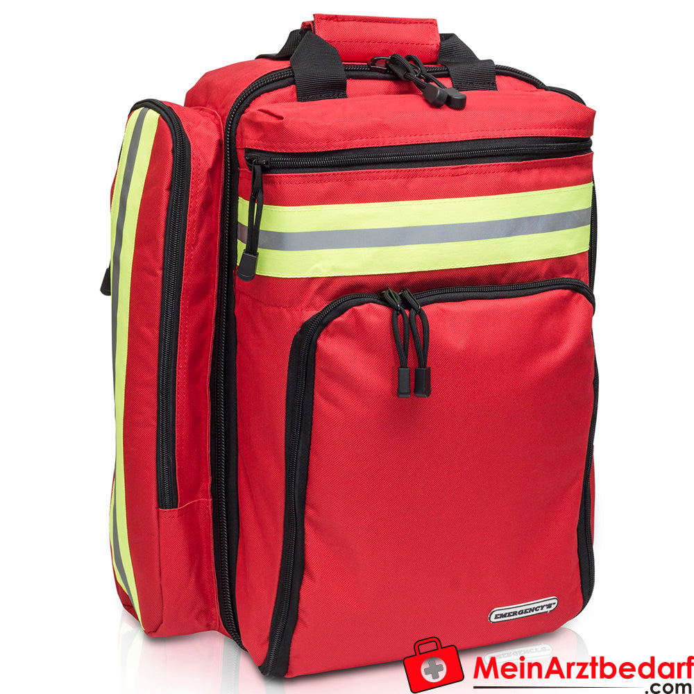 Elite Bags SUPPORTER EHBO-rugzak 29 L met gewatteerd AED-compartiment, waterafstotend, ademend draagsysteem, rood