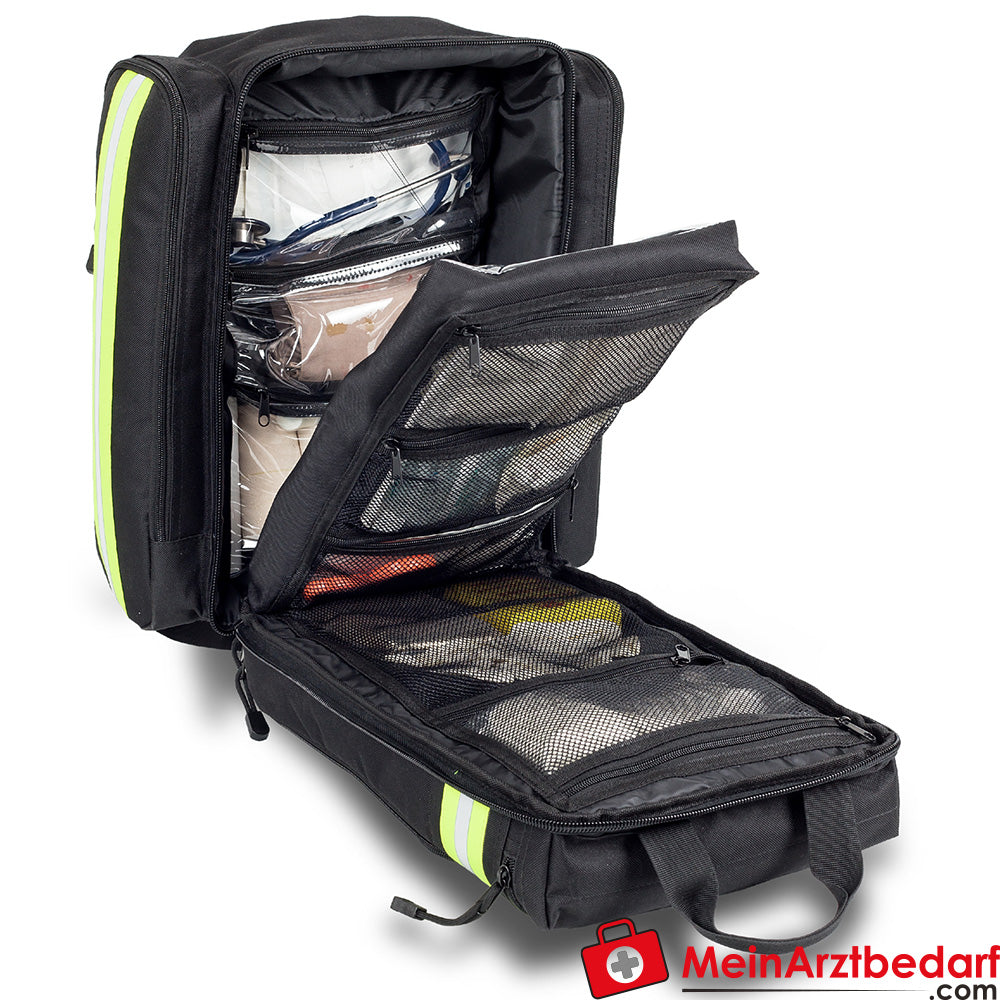 Elite Bags SUPPORTER zaino di emergenza 29 L con scomparto imbottito per DAE, idrorepellente, sistema di trasporto traspirante, rosso