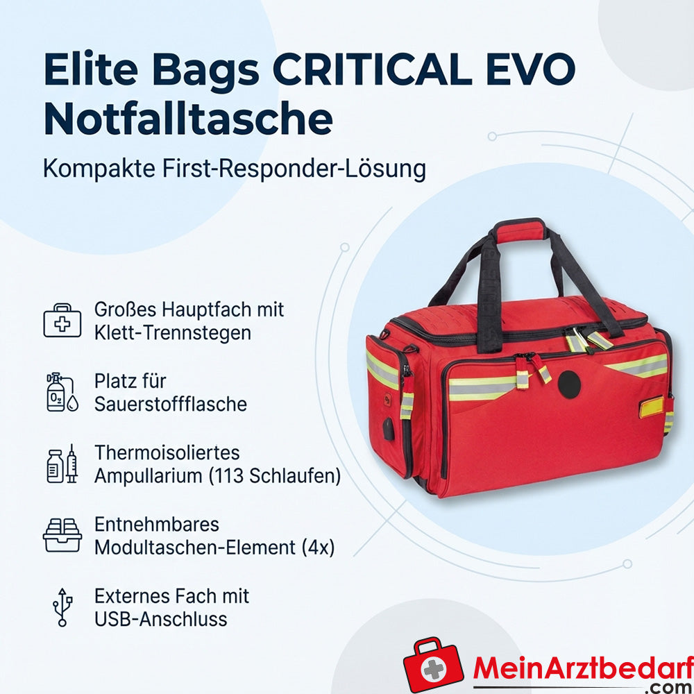 Elite Bags CRITICAL EVO Notfalltasche rot, First-Responder, modulares Innenteil, für Sauerstoffflasche