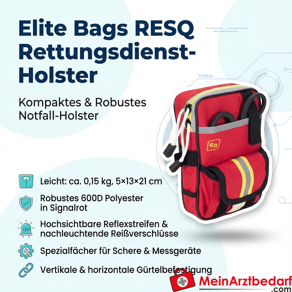 Elite Bags RESQ fondina per servizio di soccorso rossa in poliestere 600D 5×13×21 cm marsupio per cintura di emergenza
