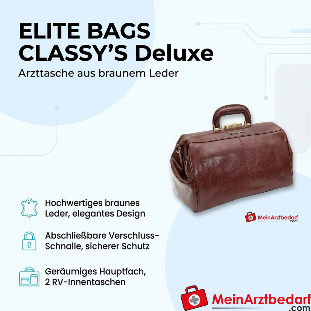 Elite Tassen CLASSY'S luxe dokterstas leer bruin 36x21x20 cm 15,1 l