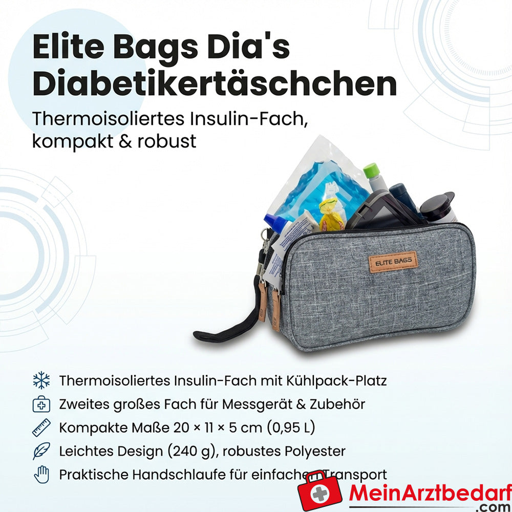 Elite Bags Marsupio per diabetici termoisolato 20 x 11 x 5 cm grigio bitono 100% poliestere