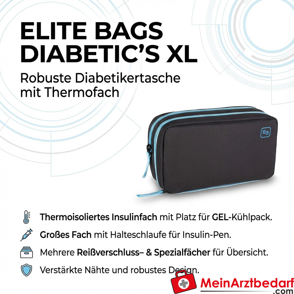 Elite Bags DIABETIC'S Borsa per diabetici XL con scomparto termoisolato per insulina, grigio scuro