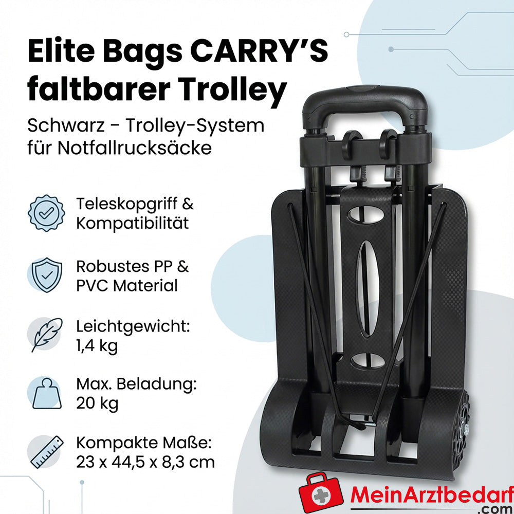 Elite Bags CARRY'S Trolley pieghevole nero in PP/PVC 23 x 44,5 (96,5) x 8,3 cm 1,4 kg caricabile fino a 20 kg