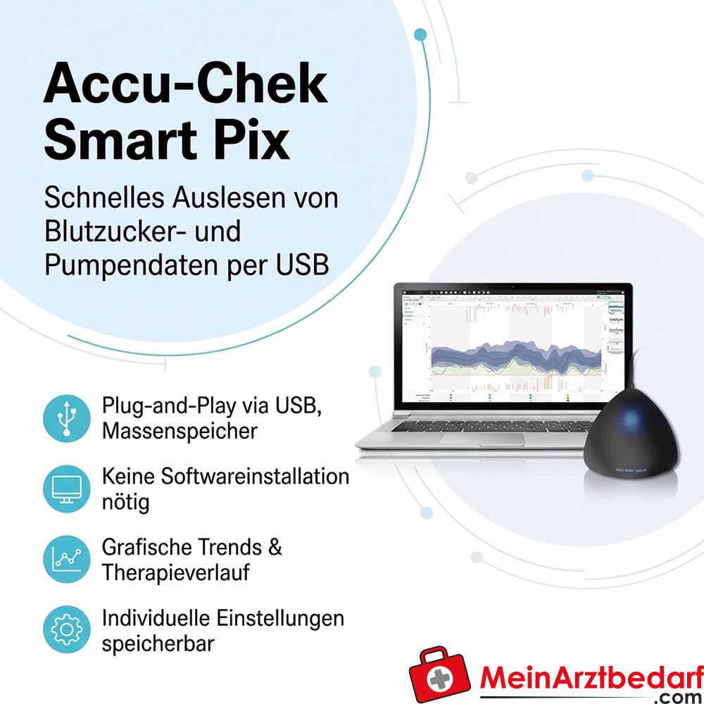 Accu-Chek Smart Pix Auslesegerät USB für Blutzucker- und Insulinpumpendaten Plug‑and‑Play