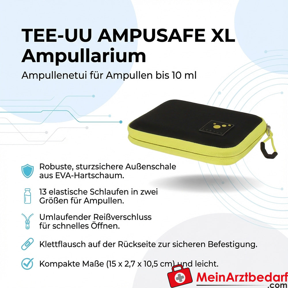 TEE-UU AMPUSAFE XL uchwyt na ampułki czarny EVA, 13 elastycznych pętli na ampułki do 10 ml