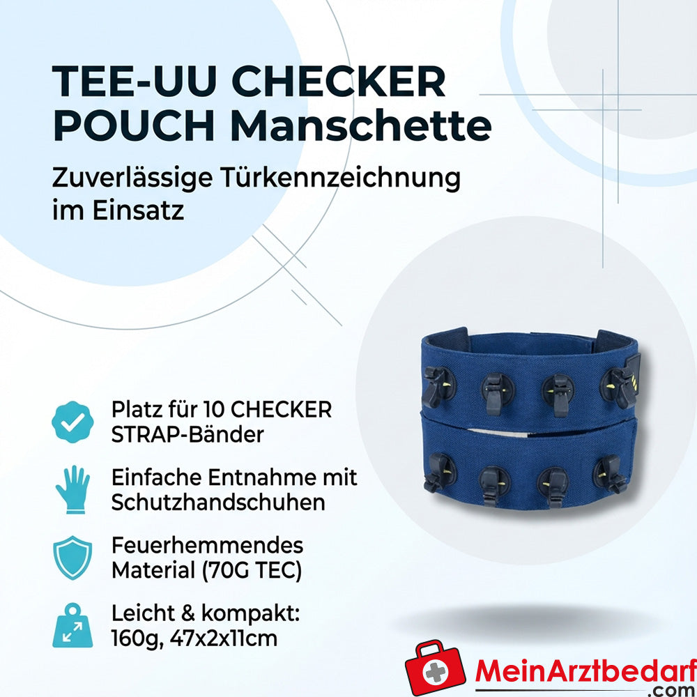 TEE-UU CHECKER POUCH Deuretiketteerhuls 10 sleuven blauw 70G Brandvertragend 47x2x11 cm