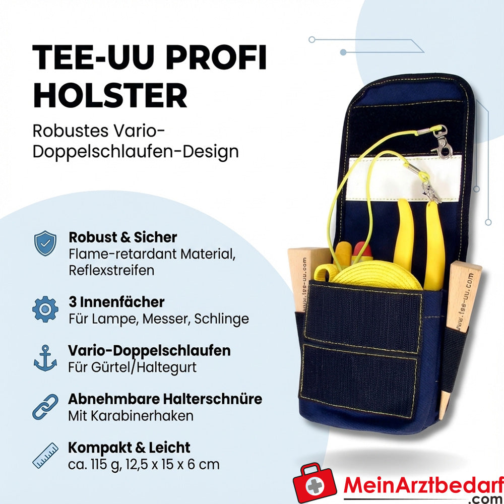 TEE-UU PROFI holster Vario dubbele lussen brandweer 370G TEC, blauw, 12,5×15×6 cm