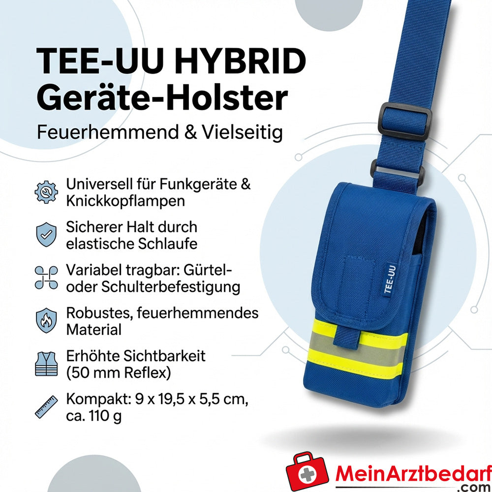 TEE-UU HYBRID fondina per dispositivi blu 370G ignifuga 9x19,5x5,5 cm strisce riflettenti