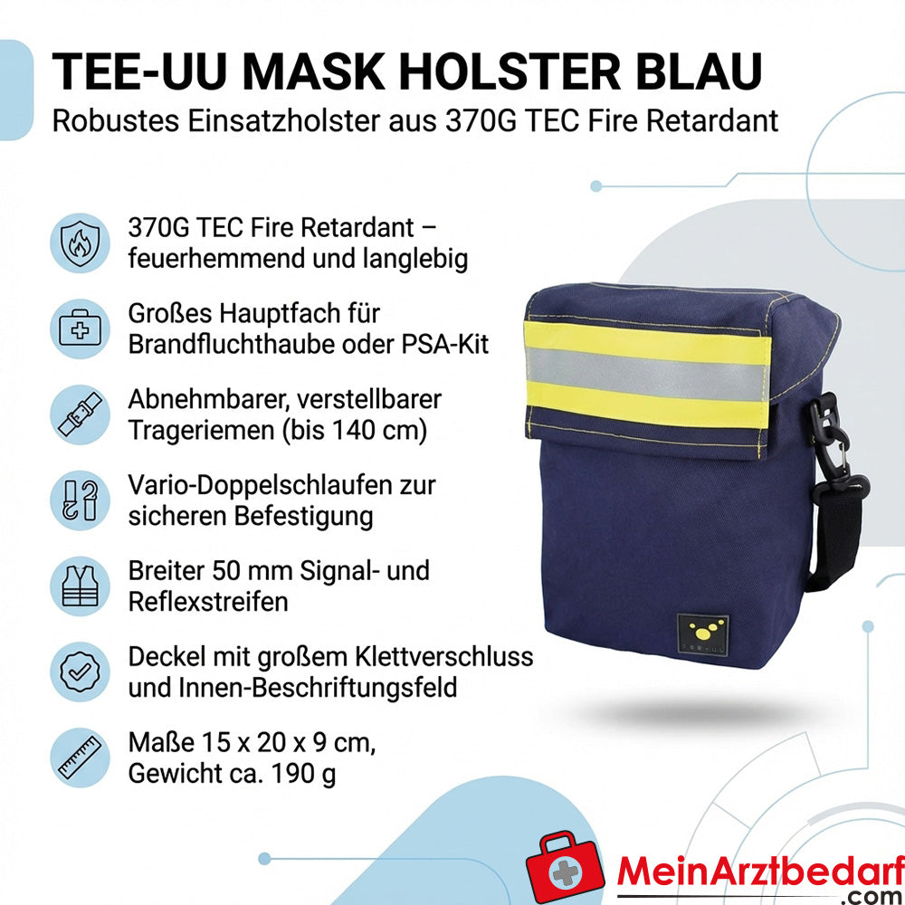 TEE-UU MASK Holster blau 370G TEC Fire Retardant 15×20×9 cm mit Trageriemen und Vario-Doppelschlaufen