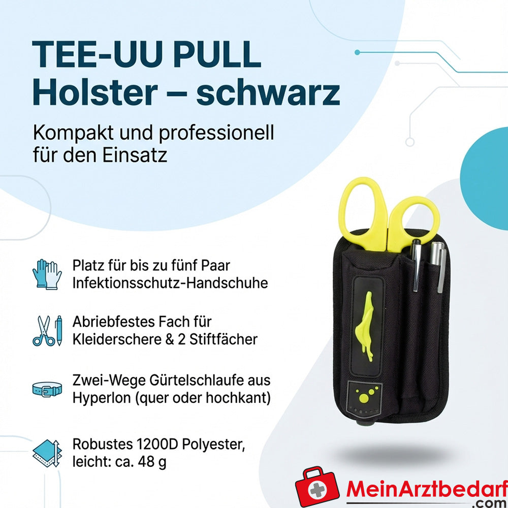 TEE-UU PULL Handschuh-Holster schwarz 1200D Polyester, für bis zu 5 Paar Handschuhe, Zwei-Wege Gürtelschlaufe
