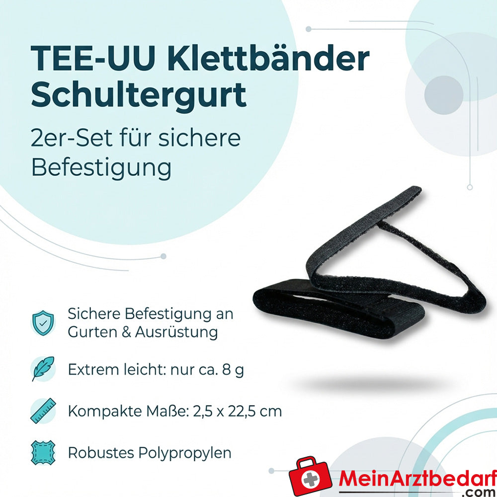 TEE-UU klittenband schouderriem set van 2, 2,5 x 22,5 cm, zwart