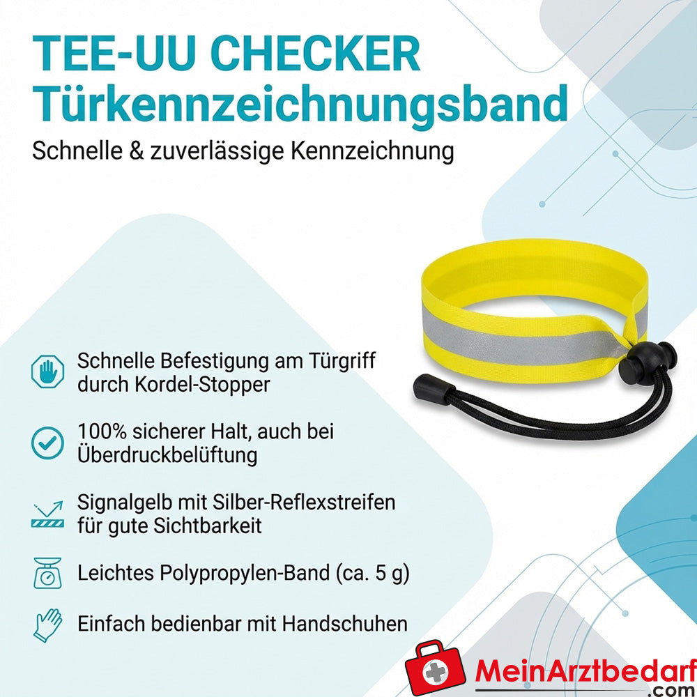 TEE-UU CHECKER deurmarkeringstape 30 x 0,9 cm polypropyleen geel/zilver set van 5