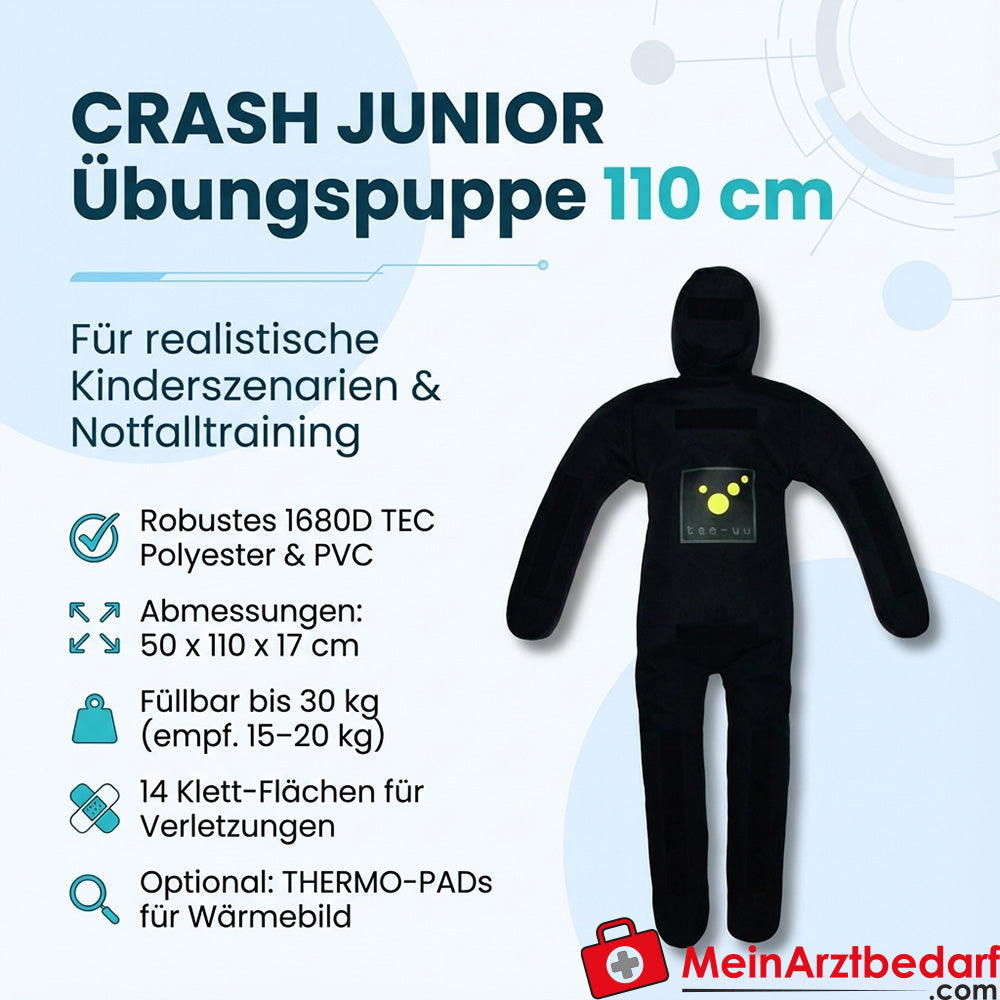 TEE-UU CRASH JUNIOR Mannequin d'entraînement 110 cm noir, remplissable jusqu'à 30 kg