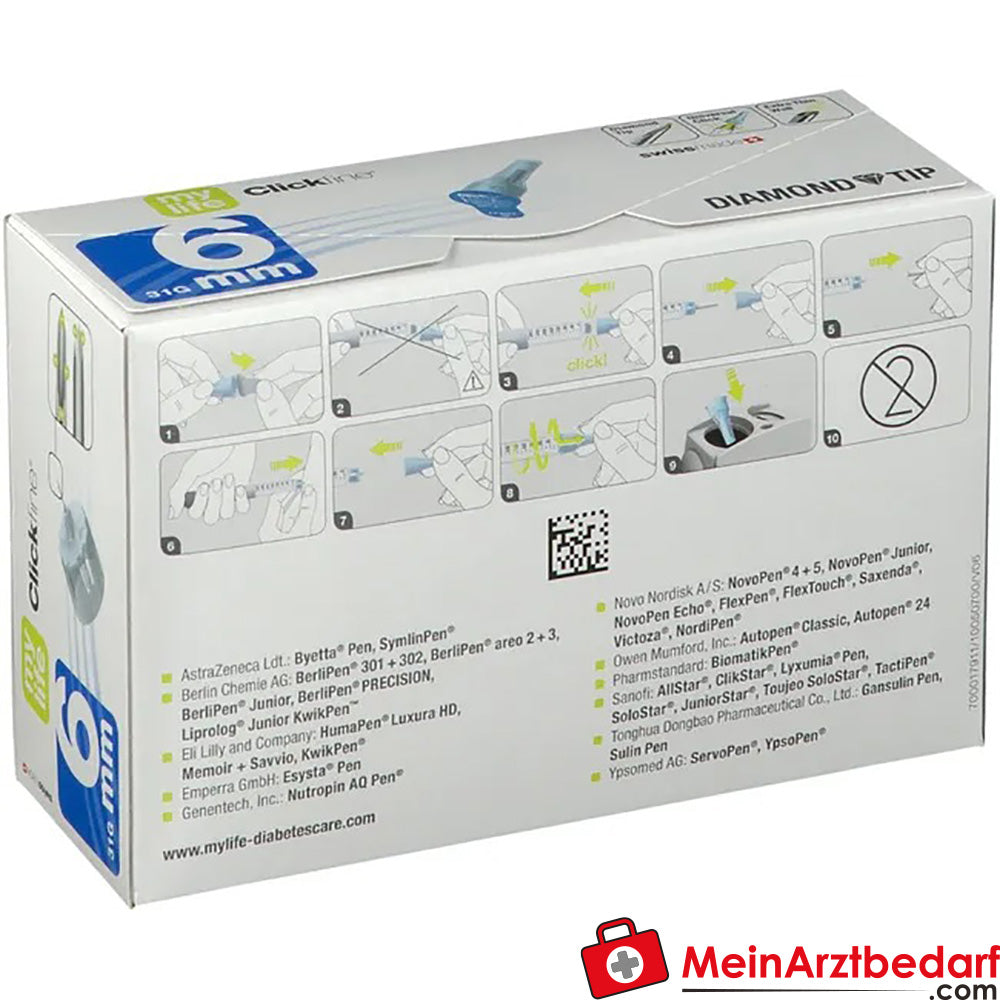 mylife Clickfine® 6 mm Kanülen, 100 St..